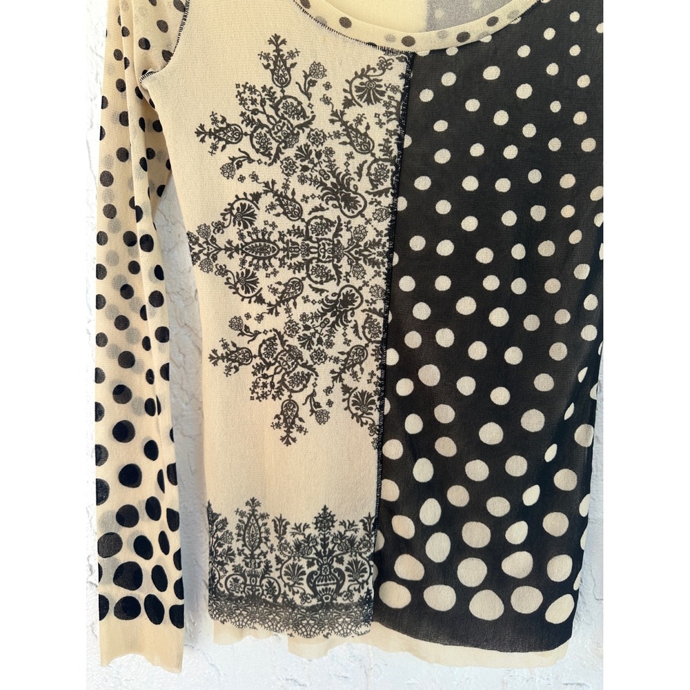 FUZZI Jean Paul Gaultier Y2K Mesh Sheer Top Polka Dot Medium Avant Garde - Picture 3 of 6